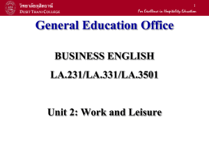 Business English: Work & Leisure - College Coursebook