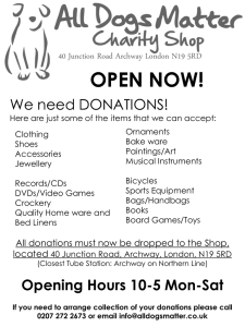 All donations must now be dropped to the Shop