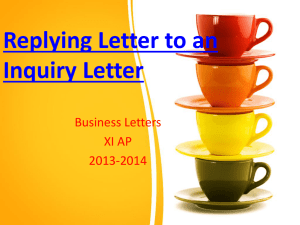 Reply to an Inquiry Letter
