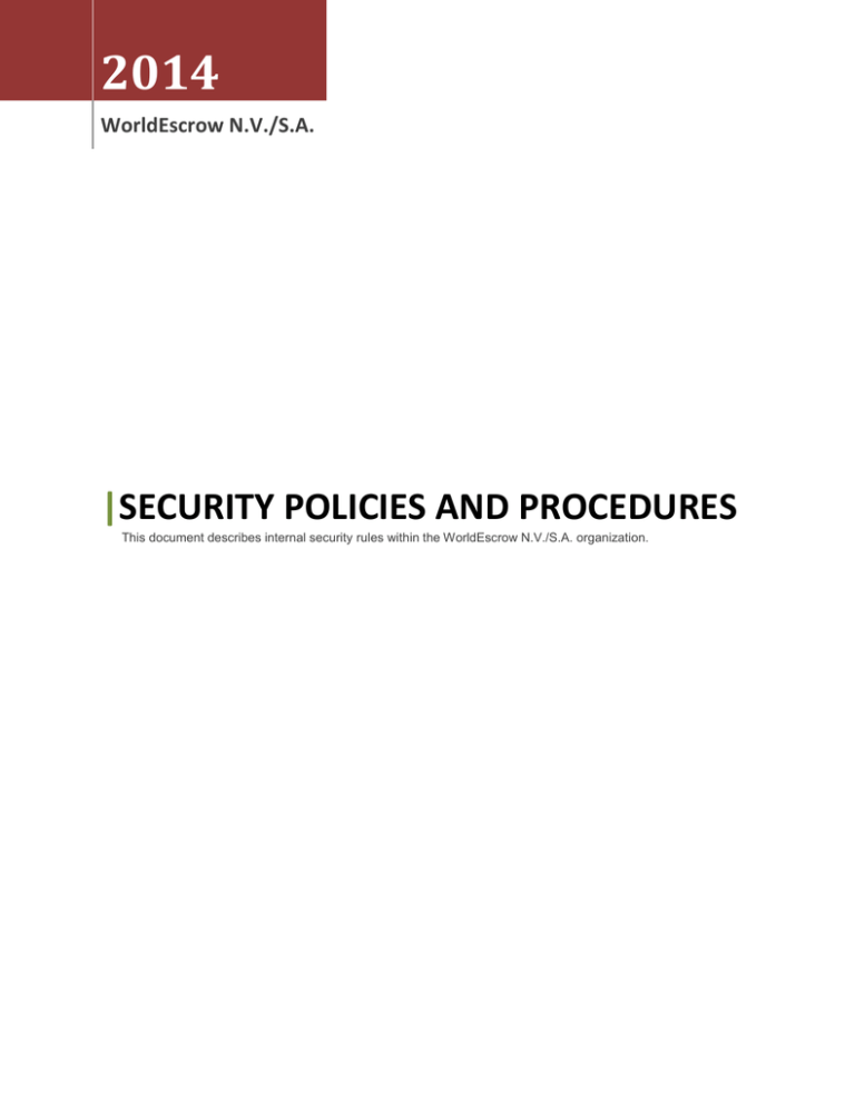 Security Policies and Procedures