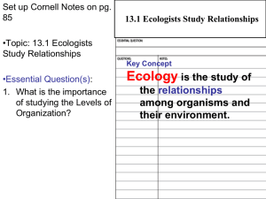 Ecology: Organisms, Relationships, and Levels of Organization