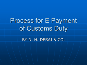 Process for E Payment of Customs Duty
