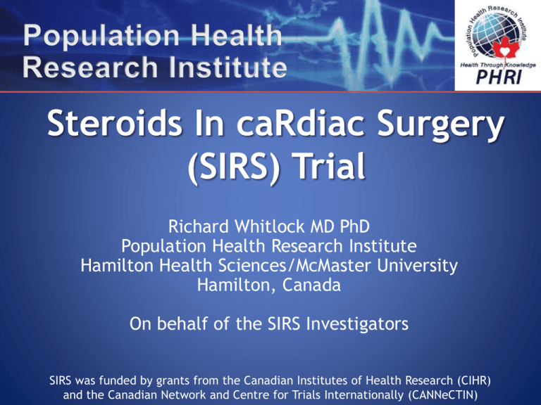 Whitlock SIRS Clinical Trial Results