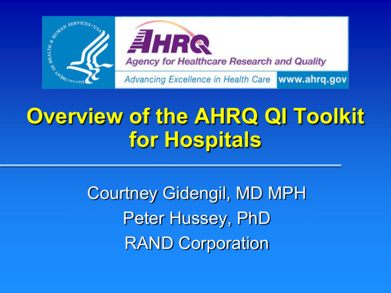What Is the Toolkit? Hospital Safety Score
