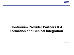 Continuum Provider Partners IPA Formation and Clinical Integration