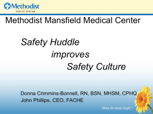 Safety Huddle - UNT Health Science Center Professional and
