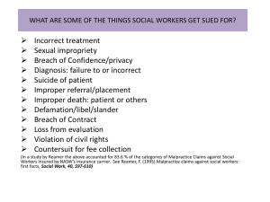 what are some of the things social workers get sued for?