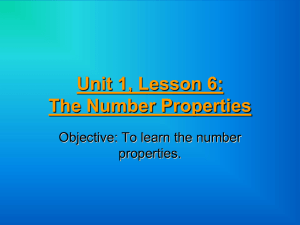 Unit 1, Lesson 6: The Number Properties