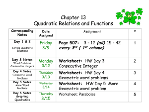 Quadratic Relations & Functions Worksheet - High School Math
