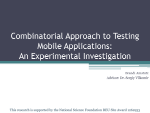 Combinatorial approach to Testing mobile applications: An