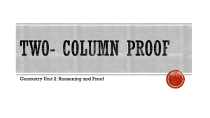 Geometry Proofs: Reasoning and Two-Column Proofs