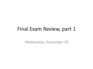 Final Exam Review, part 1