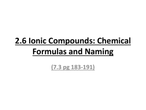 Chemical Formulas and Naming - Lighthouse Christian Academy