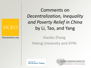 "Decentralization, Inequality, and Poverty Relief in China" Xiaobo