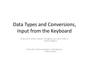 Data Types & Input in Programming