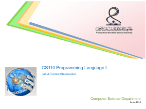CS110 Programming Lab 4: Control Statements in Java