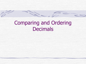 Comparing and Ordering Decimals