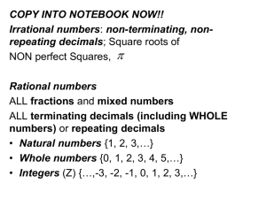 Algebra 1 Quiz Corrections: Number Systems