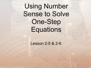 Using Number Sense to Solve One