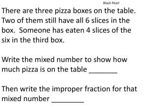 There are three pizza boxes on the table. Two of them still have all 6