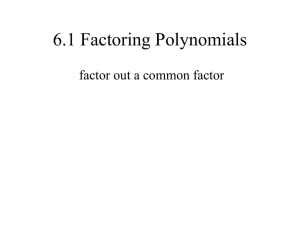 6_1 Factoring terms Algebra A TROUT 10