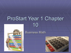 ProStart Business Math: Chapter 10 Presentation