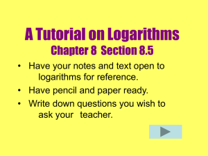 A Tutorial on Logarithms