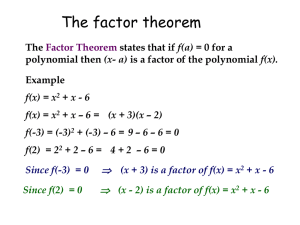 Factor Theorem & Polynomial Factorization
