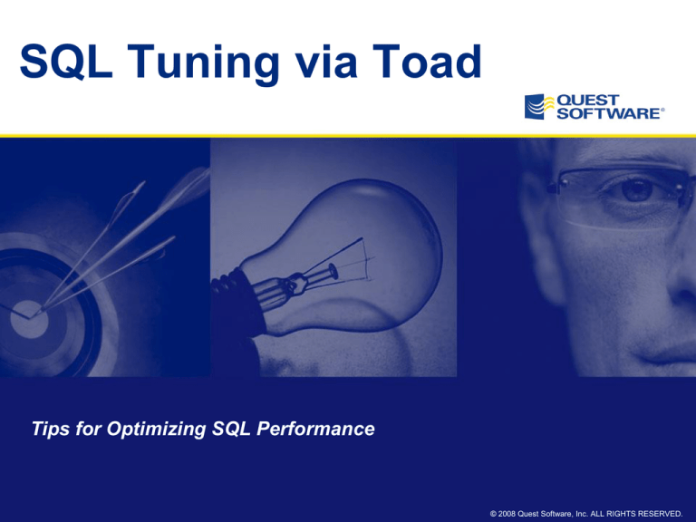 SQL Tuning Via Toad