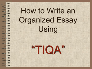 TIQA Essay Writing Method: Organize Your Essays