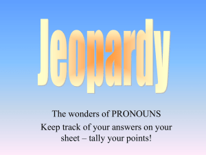 Pronouns Jeopardy Game: Grammar Practice