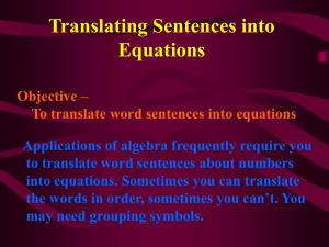 Translating Sentences into Equations