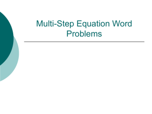 Multi-Step Equation Word Problems Worksheet