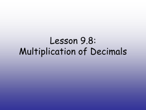 Lesson 9.8: Multiplication of Decimals