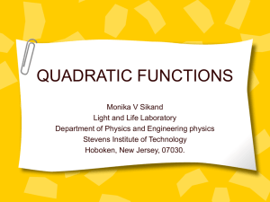 QUADRATIC FUNCTIONS - Stevens Institute of Technology