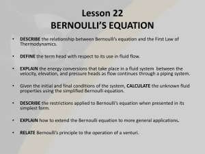 Bernoulli's Equation: Fluid Mechanics Presentation