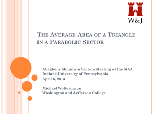 The Average Area of a Triangle in a Parabolic Sector