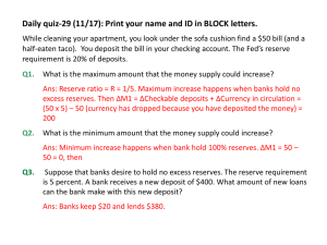 Money Supply Quiz: Multiplier Effect & Reserve Requirements