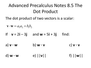 Dot Product: Advanced Precalculus Notes