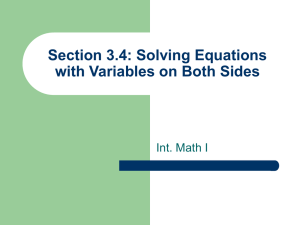 Solving Equations with Variables on Both Sides