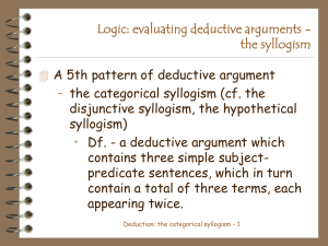 Logic: evaluating deductive arguments - the syllogism