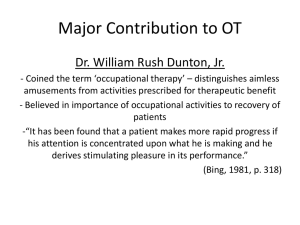 Occupational Therapy: Dunton & Tracy's Contributions