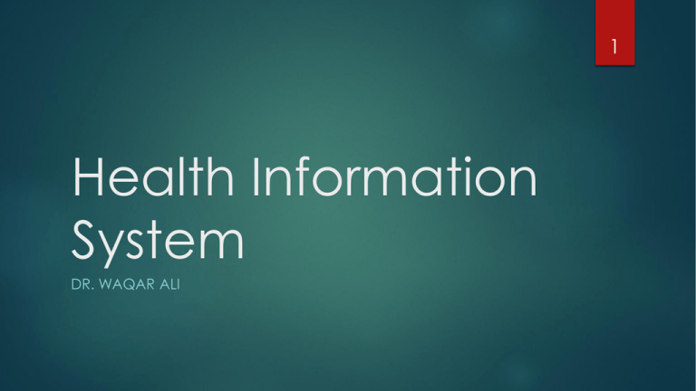 Define National Health Management Information System