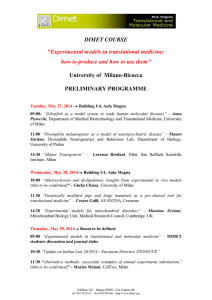 DIMET COURSE “Experimental models in translational medicine