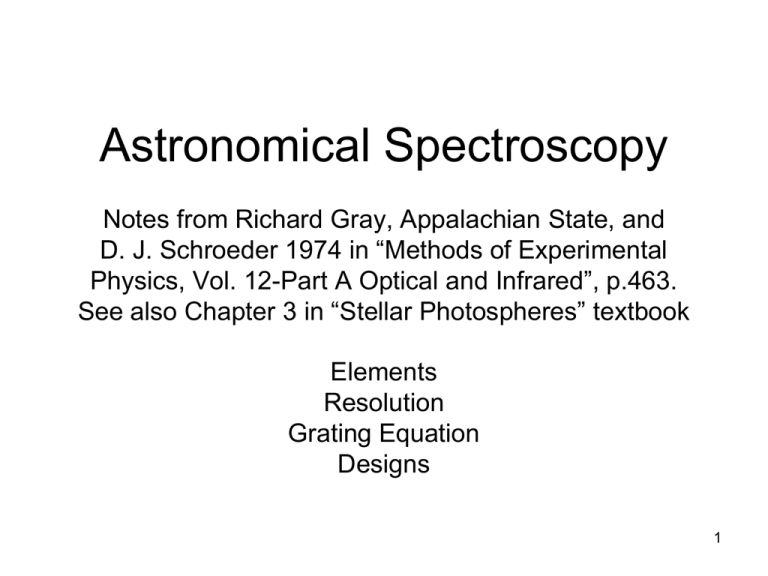 Notes 10292014 Astronomical Spectroscopy