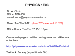 Lecture 1 - McMaster Physics and Astronomy