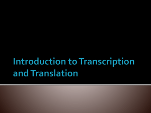 Introduction to Transcription and Translation