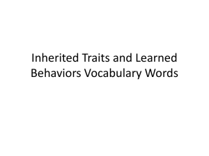 Inherited Traits and Learned Behaviors Vocabulary