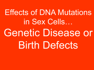 Effects of DNA Mutations in Sex Cells… Genetic Disease or Birth