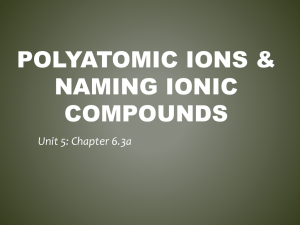 Polyatomic Ions & Naming Ionic Compounds Presentation